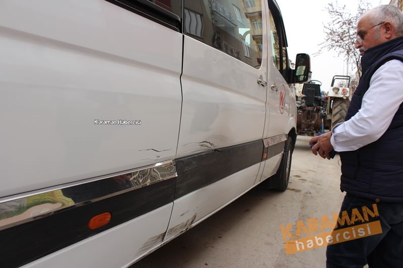 Karaman’da Motosiklet İle Okul Servisi Çarpıştı 1