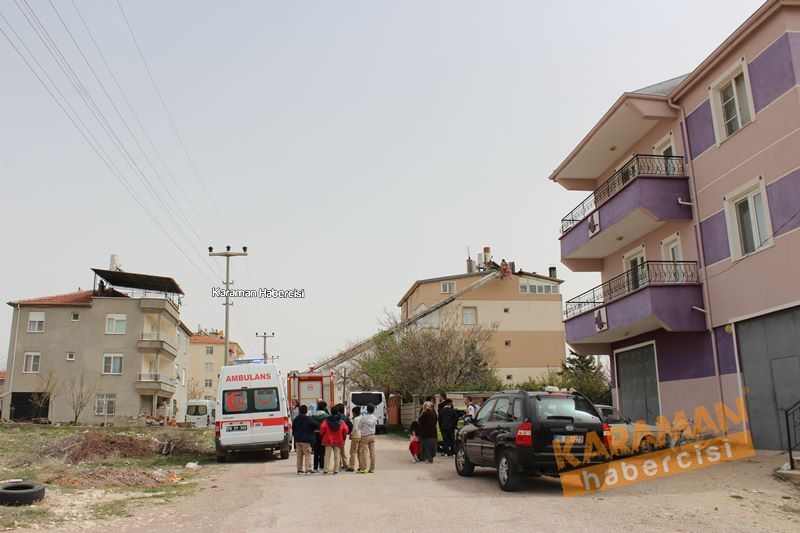 Karaman’da Çatı Katı Yangını 2