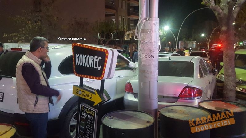Karaman’ın en işlek caddelerinden İstasyon Caddesinde dün gece 5 araç bi 1