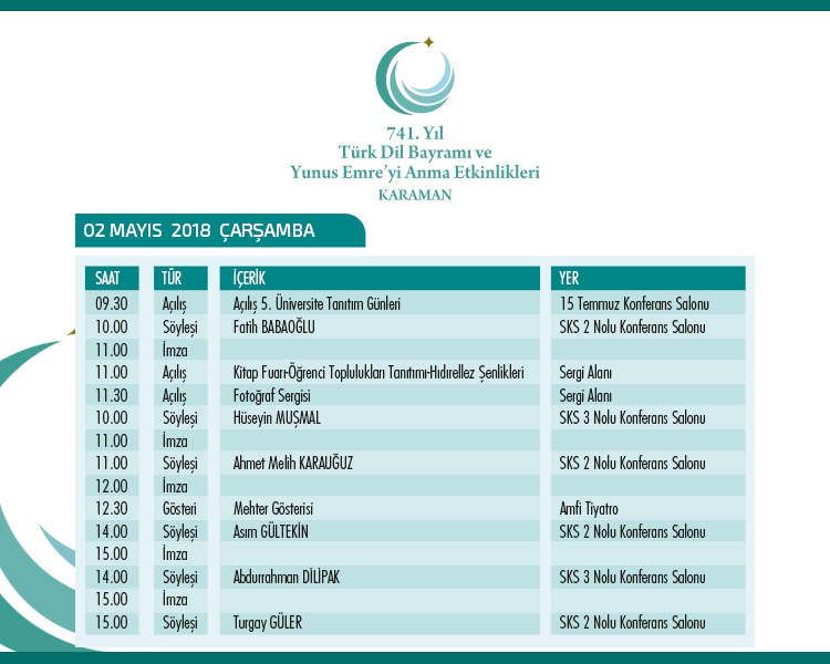 741. Karaman Türk Dil Bayramı ve Yunus Emre'yi Anma Etkinlikleri 1