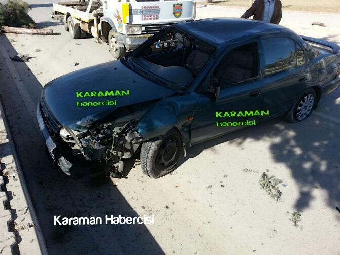 Karaman'da Kontrolden Çıkan Araç Ağaca Çarparak Durdu 2