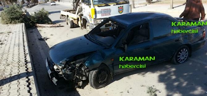 Karaman'da Kontrolden Çıkan Araç Ağaca Çarparak Durdu 5