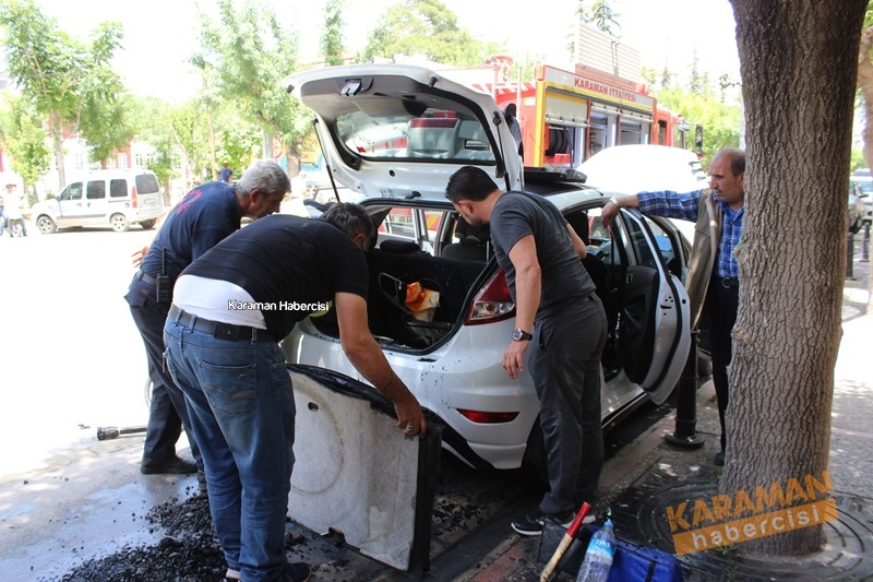Karaman’da Araç Yangını Büyümeden Söndürüldü 11