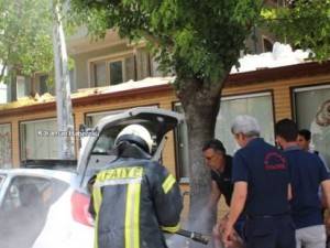 Karaman’da Araç Yangını Büyümeden Söndürüldü