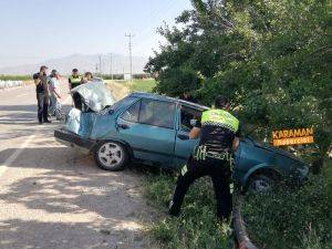 Kontrolden Çıkan Otomobil Ağaca Çarparak Ters Döndü: 2 Yaralı