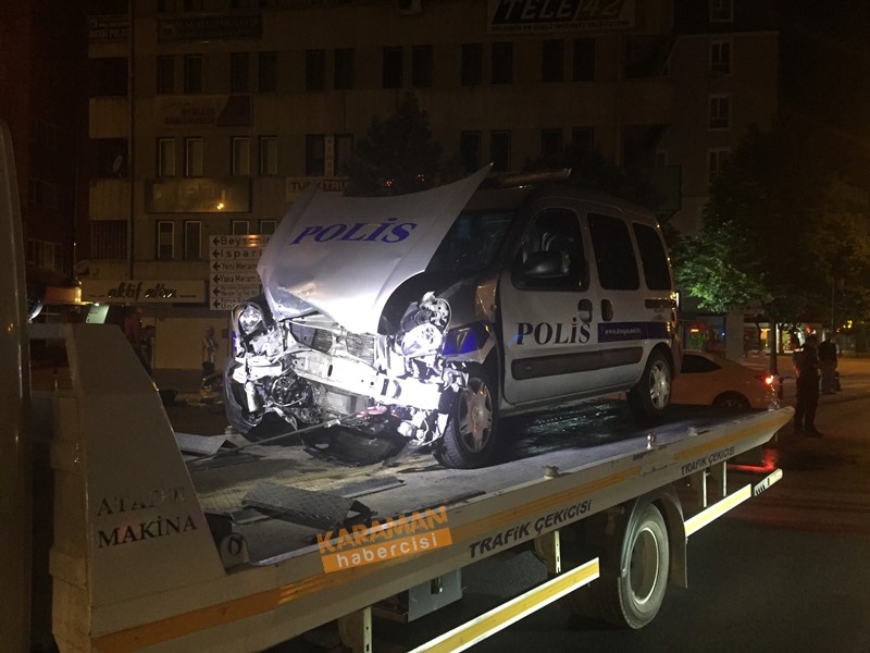 Konya'da Alkollü Sürücü Polise Çarptı 1