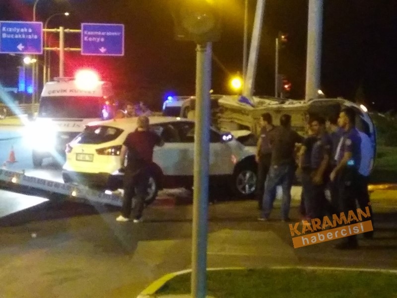 Karaman’da Trafik Kazasında Polis Otosu Yan Yattı 12
