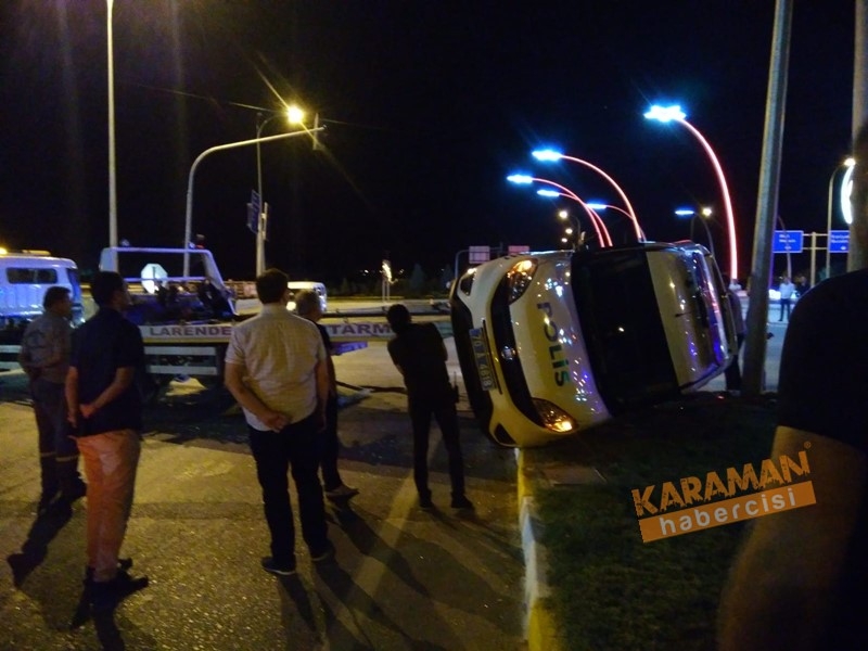 Karaman’da Trafik Kazasında Polis Otosu Yan Yattı 15