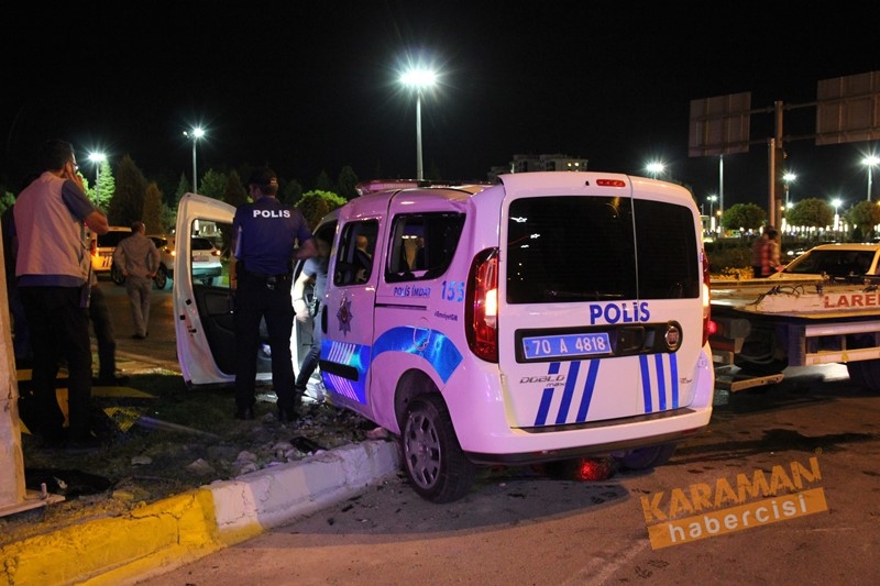 Karaman’da Trafik Kazasında Polis Otosu Yan Yattı 5