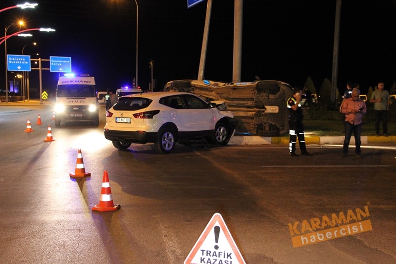 Karaman’da Trafik Kazasında Polis Otosu Yan Yattı 6