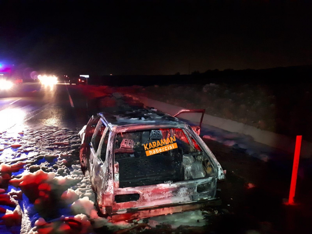 Karaman'da Otomobil Alev Aldı 2