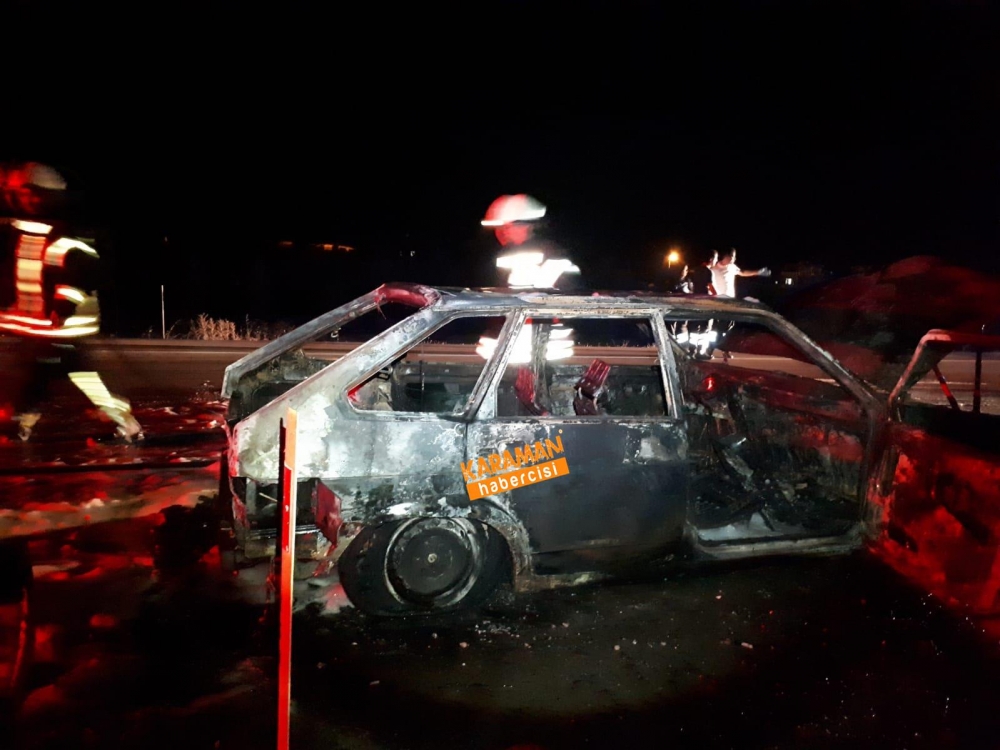 Karaman'da Otomobil Alev Aldı 4