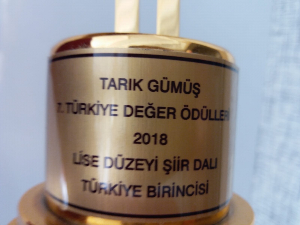 7.Türkiye Değer Ödülleri, Lise Kategorisinde Türkiye Birincisi. 8