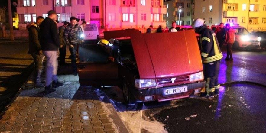 Karaman’da Park Halindeki Otomobilde Yangın Çıktı
