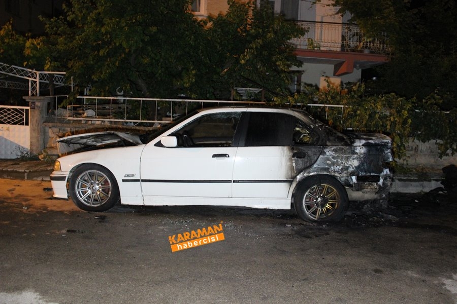 Karaman’da Ateşe Verilen Otomobil Kullanılmaz Hale Geldi 2