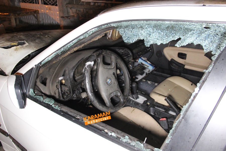 Karaman’da Ateşe Verilen Otomobil Kullanılmaz Hale Geldi 3