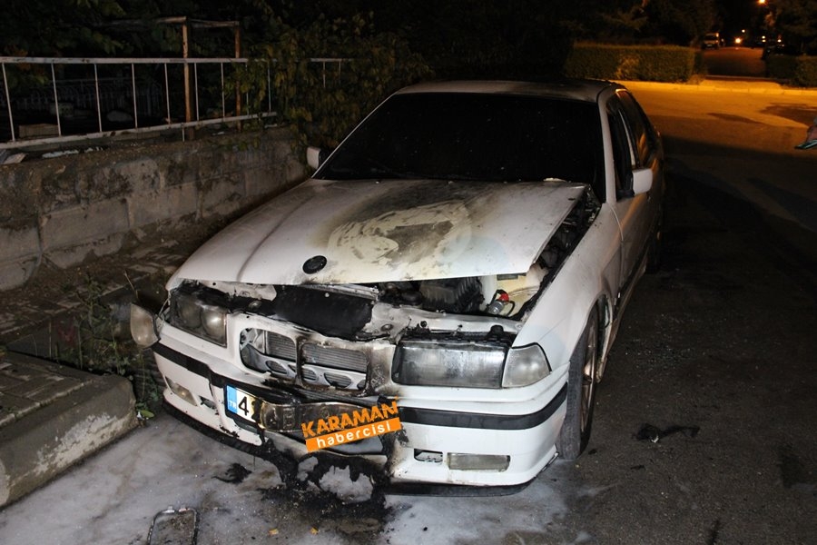Karaman’da Ateşe Verilen Otomobil Kullanılmaz Hale Geldi 4