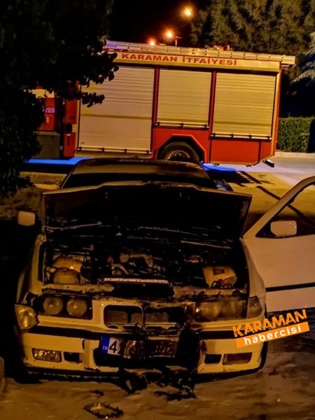 Karaman’da Ateşe Verilen Otomobil Kullanılmaz Hale Geldi 5