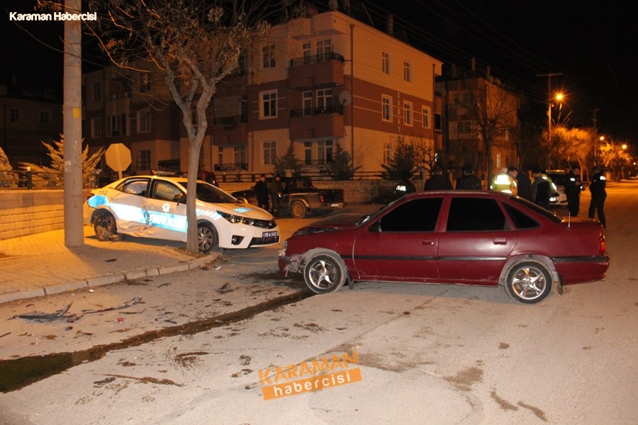 Karaman’da Otomobil, Polis Aracıyla Çarpıştı: 3’ü Polis 4 Yaralı 4
