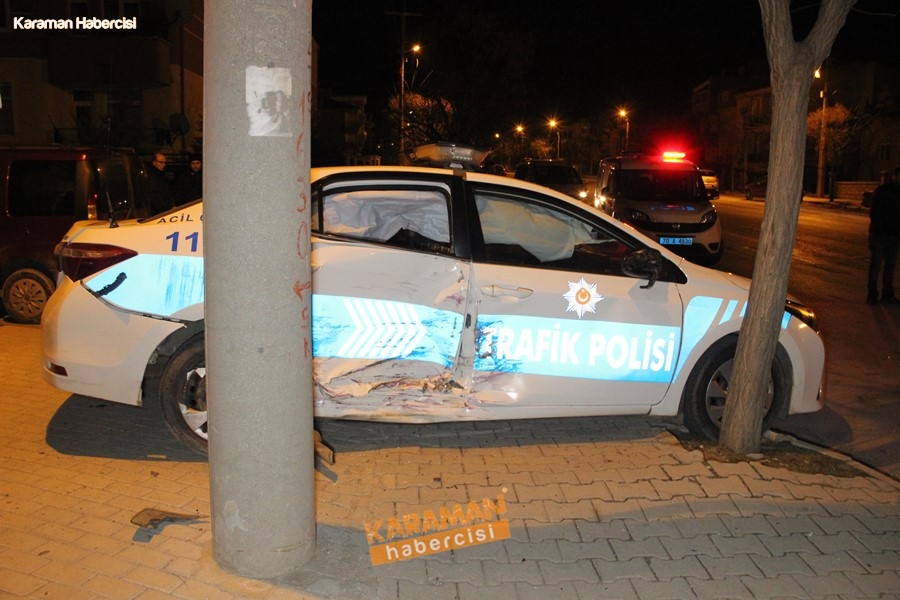Karaman’da Otomobil, Polis Aracıyla Çarpıştı: 3’ü Polis 4 Yaralı 7