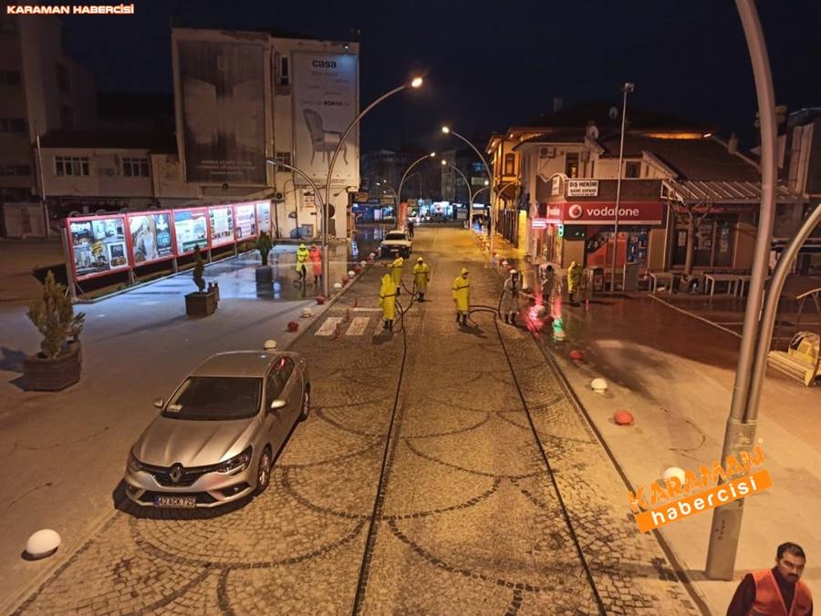 Karaman Belediyesi Korona Virüsle Mücadelede Temizliğe Devam Ediyor 7