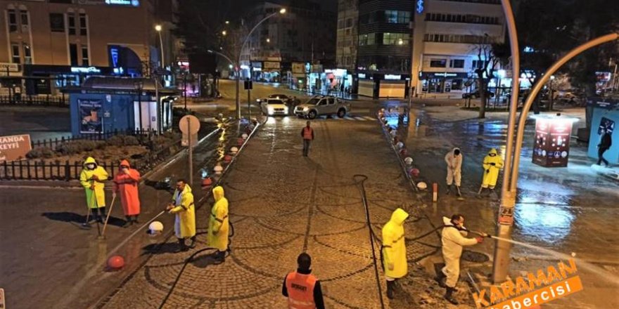 Karaman Belediyesi Korona Virüsle Mücadelede Temizliğe Devam Ediyor