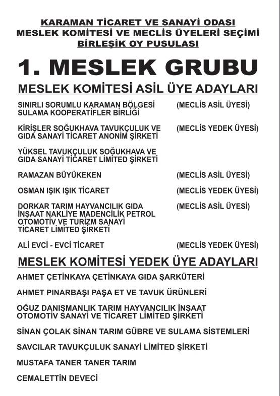 Karaman Ticaret ve Sanayi Odası Seçimleri 1