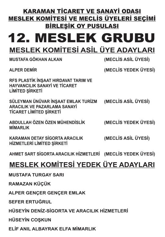 Karaman Ticaret ve Sanayi Odası Seçimleri 12