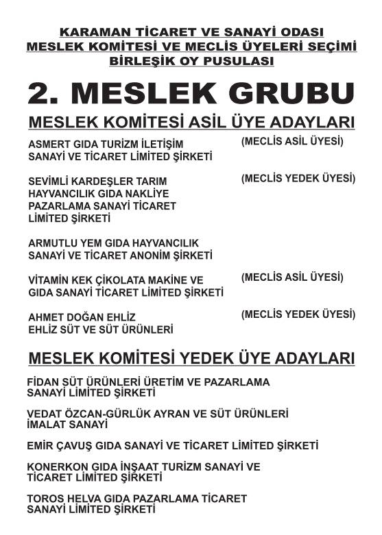 Karaman Ticaret ve Sanayi Odası Seçimleri 2