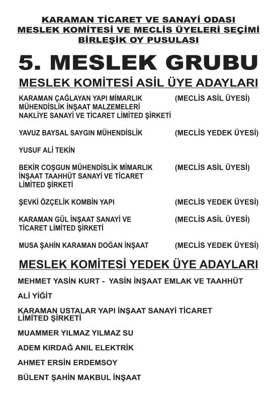 Karaman Ticaret ve Sanayi Odası Seçimleri 5
