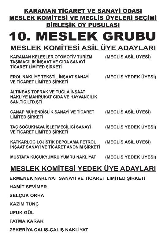 Karaman Ticaret ve Sanayi Odası Seçimleri 9