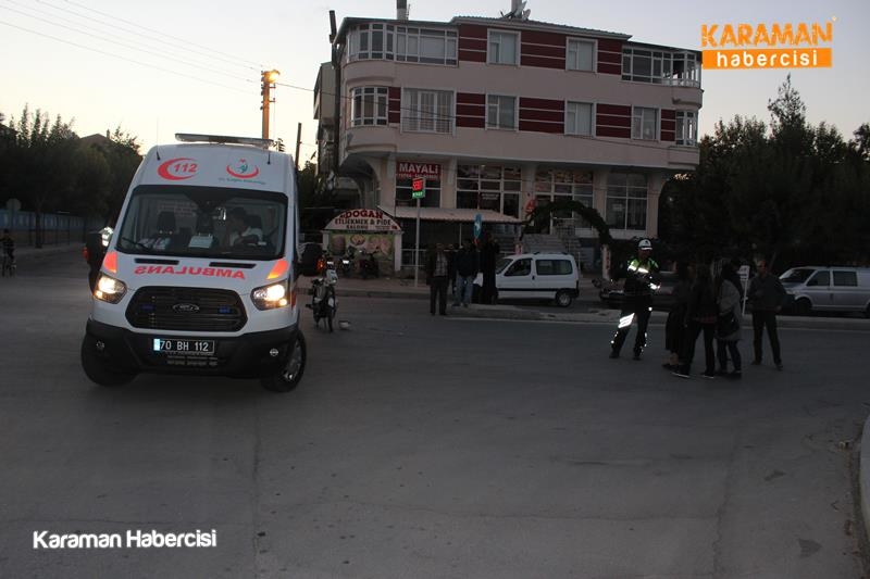 Karaman’da otomobil sürücüsü motosikleti altına aldı 1