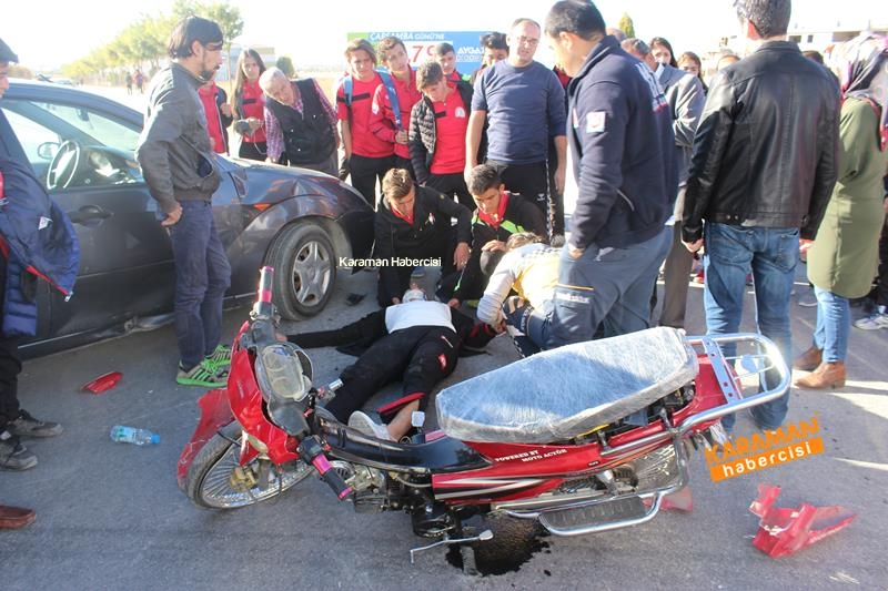 Karaman’da Otomobil İle Motosiklet Çarpıştı 4