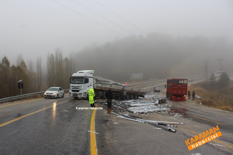 Karaman Mut Yolunda Tır Ters Döndü 1