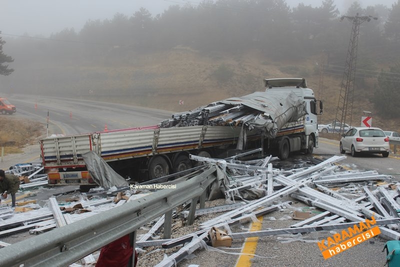 Karaman Mut Yolunda Tır Ters Döndü 12