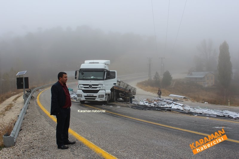 Karaman Mut Yolunda Tır Ters Döndü 15