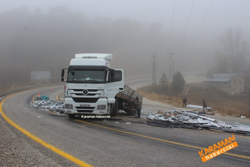 Karaman Mut Yolunda Tır Ters Döndü 16