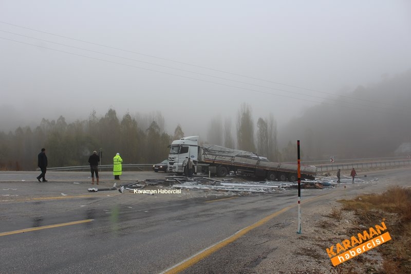 Karaman Mut Yolunda Tır Ters Döndü 2