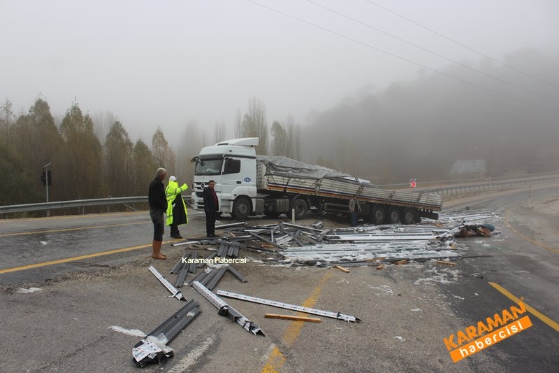 Karaman Mut Yolunda Tır Ters Döndü 3