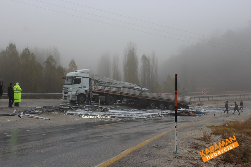 Karaman Mut Yolunda Tır Ters Döndü 4