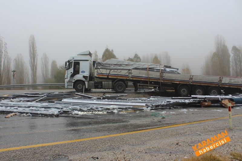 Karaman Mut Yolunda Tır Ters Döndü 5