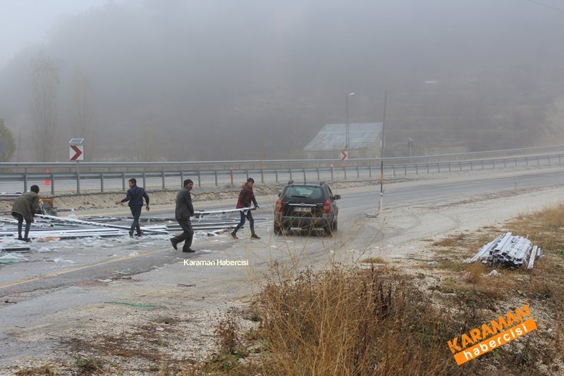 Karaman Mut Yolunda Tır Ters Döndü 7