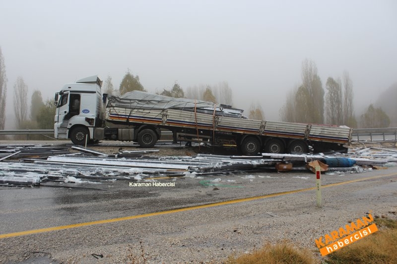 Karaman Mut Yolunda Tır Ters Döndü 8