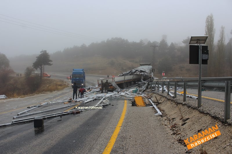 Karaman Mut Yolunda Tır Ters Döndü 9