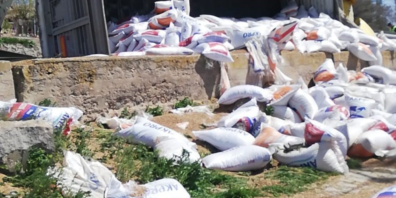 Virajı Alamayan Kamyon Devrildi: 1 Yaralı