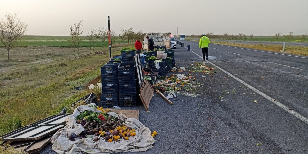 Konya’da Kamyonet Devrildi: 2 Yaralı