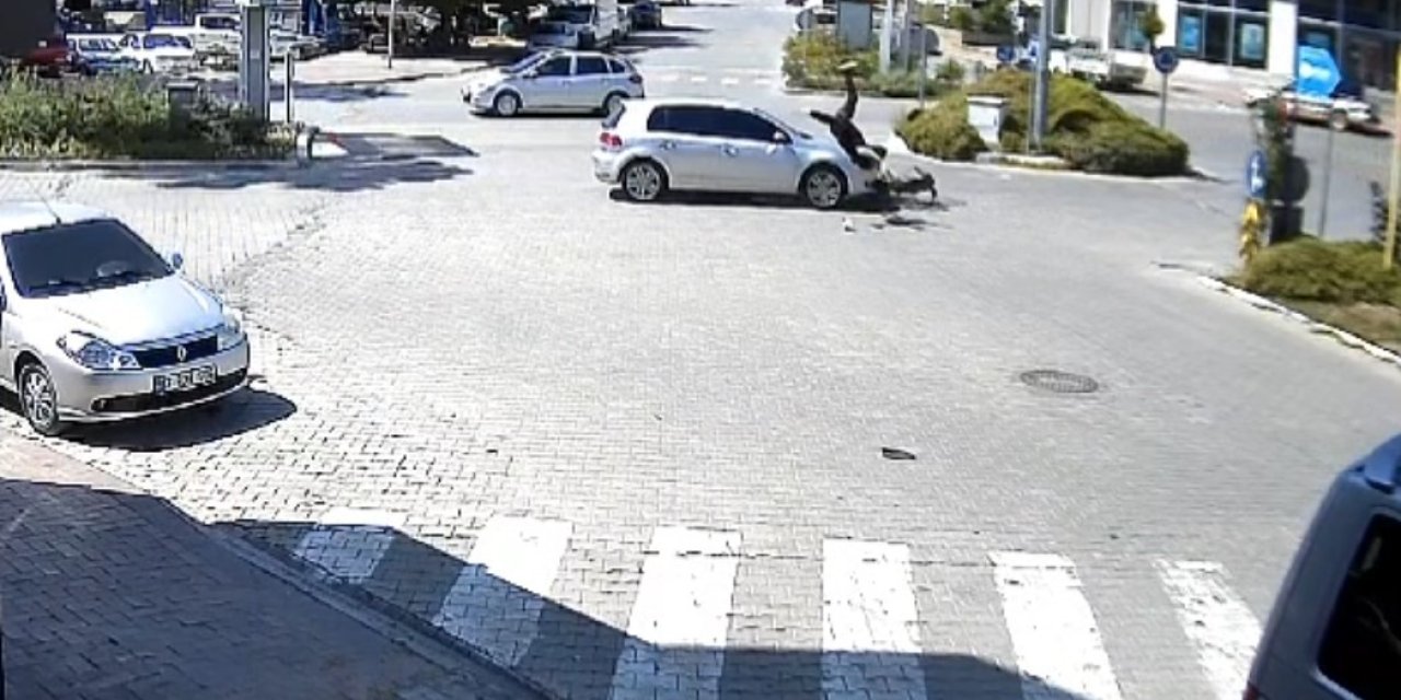 Kazada Savrulan Motosikletliye Şemsiyeli Koruma