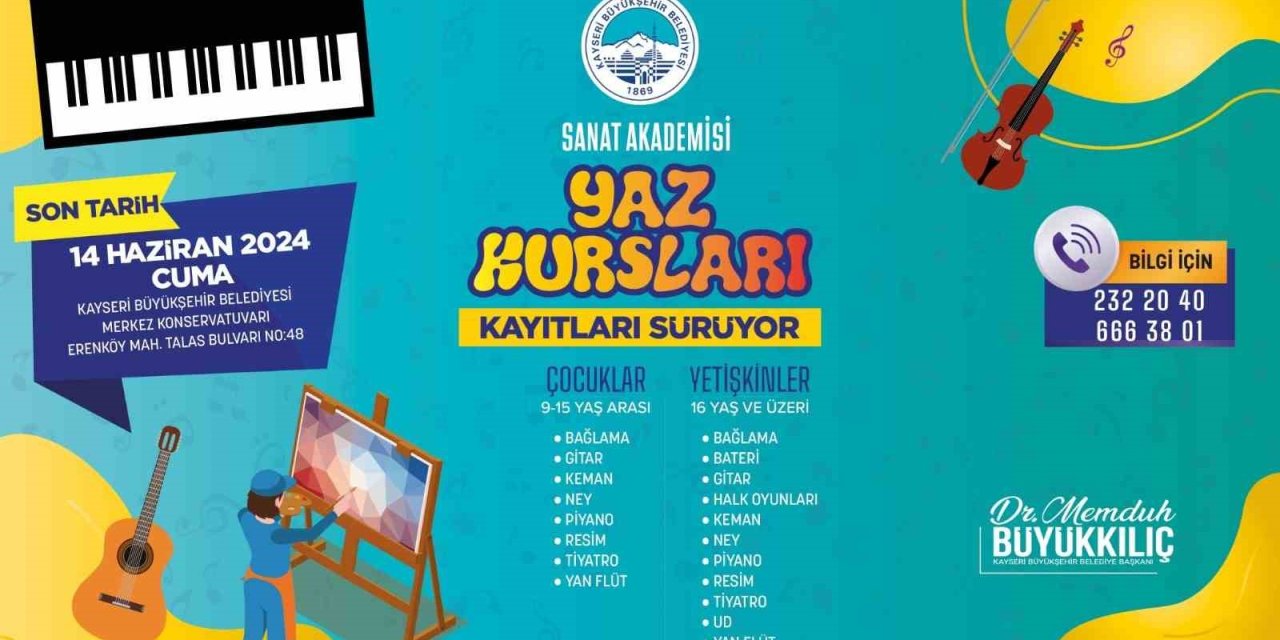 Büyükşehir Belediyesi Sanat Akademisi Yaz Kursları Kayıtları Sürüyor