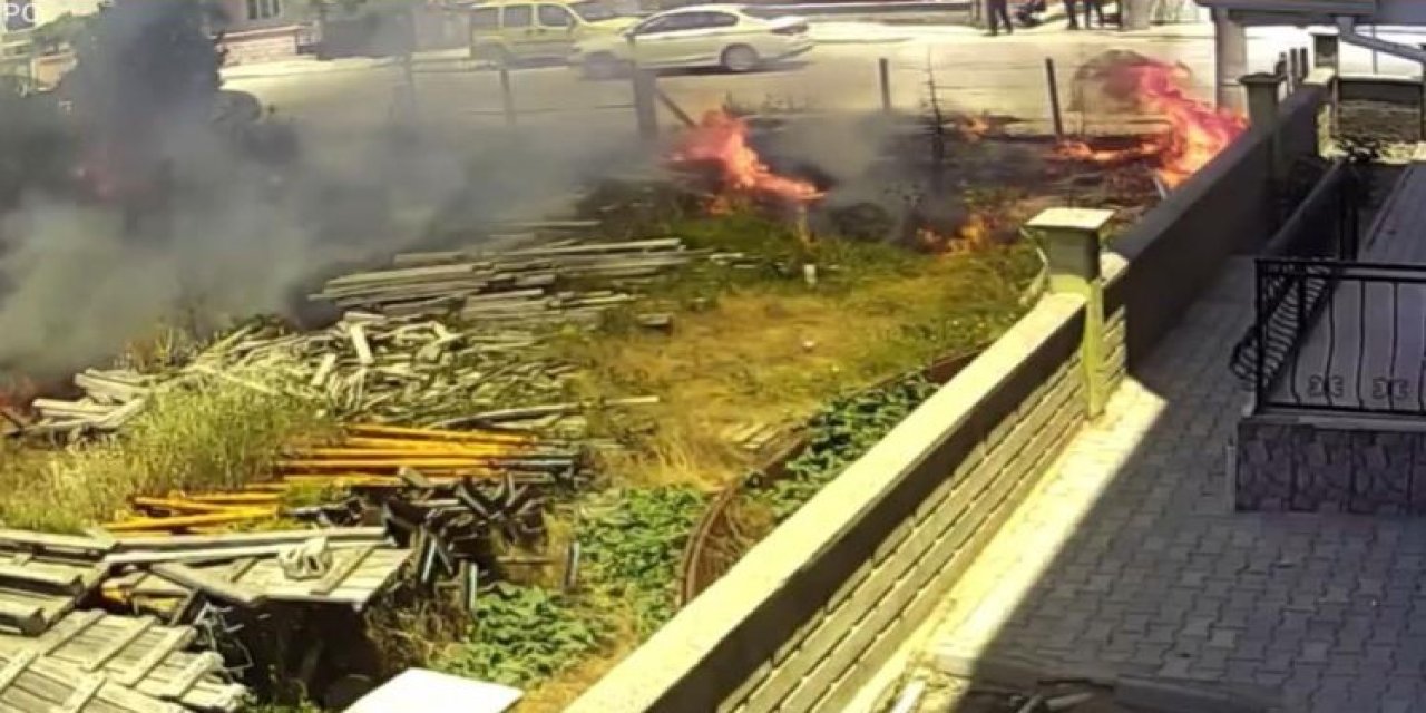 Patlayan Boya Tüpünün Çıkardığı Yangın Kamerada