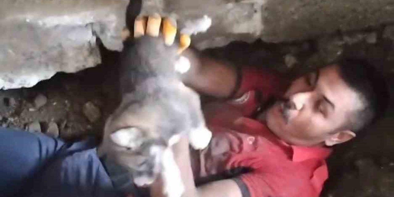 Yavru Köpeği Sıkıştığı Yerden İtfaiye Ekipleri Kurtardı